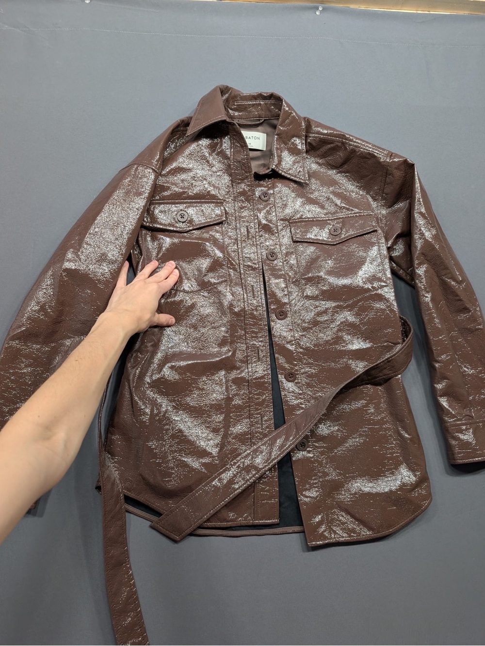 Babaton Brown Men's Button-Up Jacket with Belt